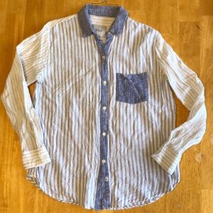 Rails Charli trio stripe blue/white button down shirt size XS